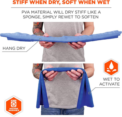 Chill-Its 6602 Evaporative Cooling Towel, Blue 13 inches x 29.5 inches