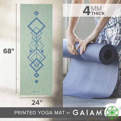 Yoga Mat Classic Print, 4mm Non-Slip Mat | Lightweight 4mm print yoga mat with non-slip grip. Ideal for yoga, Pilates & floor workouts at home or studio.