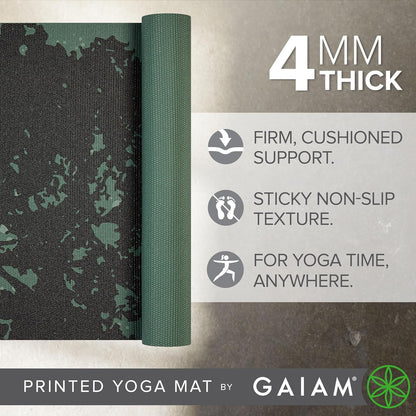 Yoga Mat Classic Print, 4mm Non-Slip Mat | Lightweight 4mm print yoga mat with non-slip grip. Ideal for yoga, Pilates & floor workouts at home or studio.