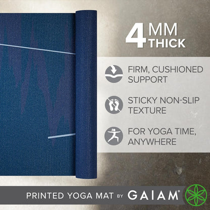 Yoga Mat Classic Print, 4mm Non-Slip Mat | Lightweight 4mm print yoga mat with non-slip grip. Ideal for yoga, Pilates & floor workouts at home or studio.