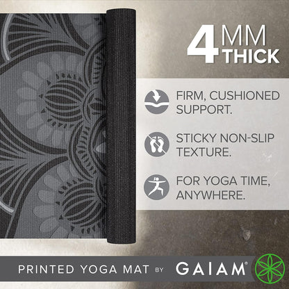 Yoga Mat Classic Print, 4mm Non-Slip Mat | Lightweight 4mm print yoga mat with non-slip grip. Ideal for yoga, Pilates & floor workouts at home or studio.