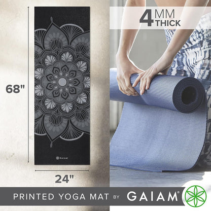 Yoga Mat Classic Print, 4mm Non-Slip Mat | Lightweight 4mm print yoga mat with non-slip grip. Ideal for yoga, Pilates & floor workouts at home or studio.