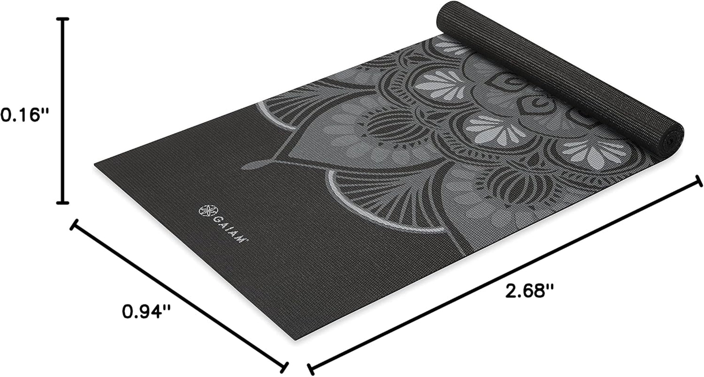 Yoga Mat Classic Print, 4mm Non-Slip Mat | Lightweight 4mm print yoga mat with non-slip grip. Ideal for yoga, Pilates & floor workouts at home or studio.