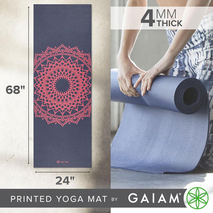 Yoga Mat Classic Print, 4mm Non-Slip Mat | Lightweight 4mm print yoga mat with non-slip grip. Ideal for yoga, Pilates & floor workouts at home or studio.