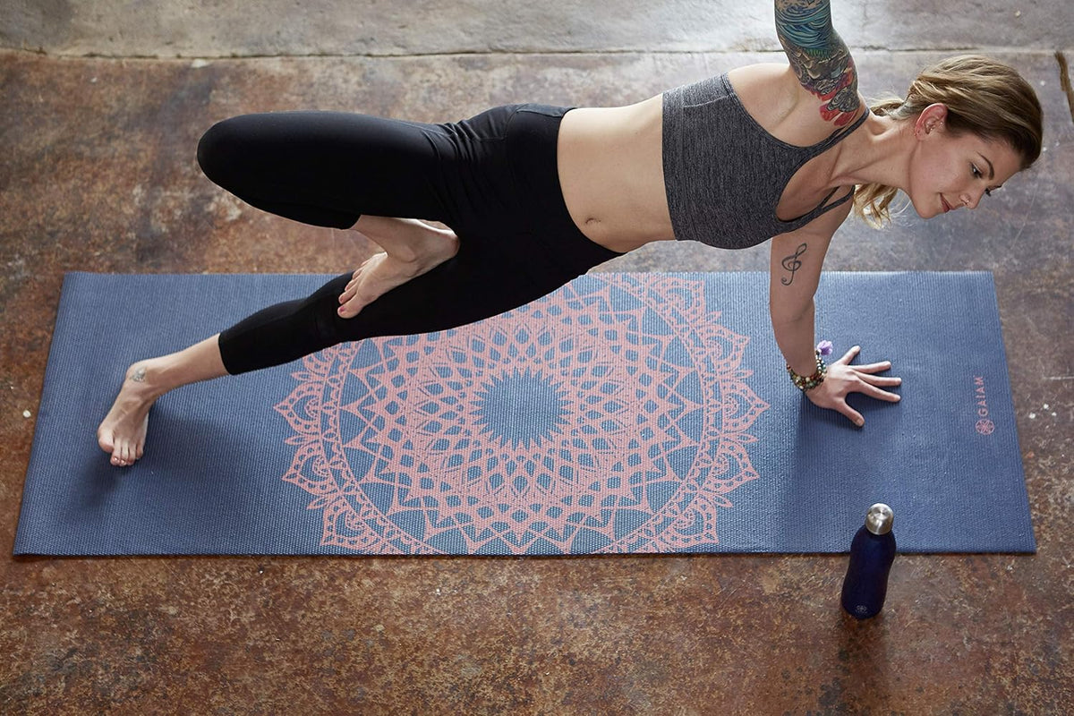 Yoga Mat Classic Print, 4mm Non-Slip Mat | Lightweight 4mm print yoga mat with non-slip grip. Ideal for yoga, Pilates & floor workouts at home or studio.