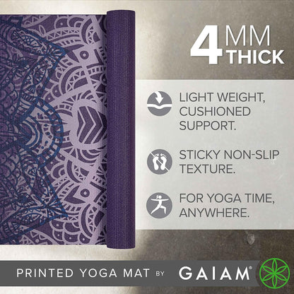 Yoga Mat Classic Print, 4mm Non-Slip Mat | Lightweight 4mm print yoga mat with non-slip grip. Ideal for yoga, Pilates & floor workouts at home or studio.