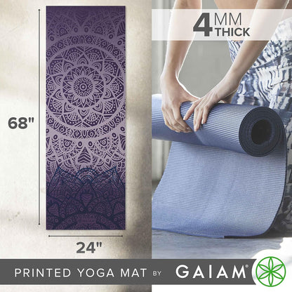 Yoga Mat Classic Print, 4mm Non-Slip Mat | Lightweight 4mm print yoga mat with non-slip grip. Ideal for yoga, Pilates & floor workouts at home or studio.