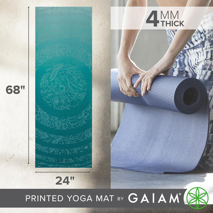 Yoga Mat Classic Print, 4mm Non-Slip Mat | Lightweight 4mm print yoga mat with non-slip grip. Ideal for yoga, Pilates & floor workouts at home or studio.