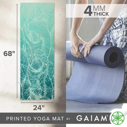 Yoga Mat Classic Print, 4mm Non-Slip Mat | Lightweight 4mm print yoga mat with non-slip grip. Ideal for yoga, Pilates & floor workouts at home or studio.