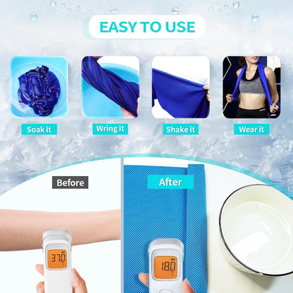 Cooling Towel (40"x12") - for Neck/Face, Ice Towel,Chilly Towel, Cooling Neck Wraps for Hot Weather Instant Chill, Soft Microfiber for Yoga, Gym, Golf, Running,Workout, Outdoor Sports, Hiking