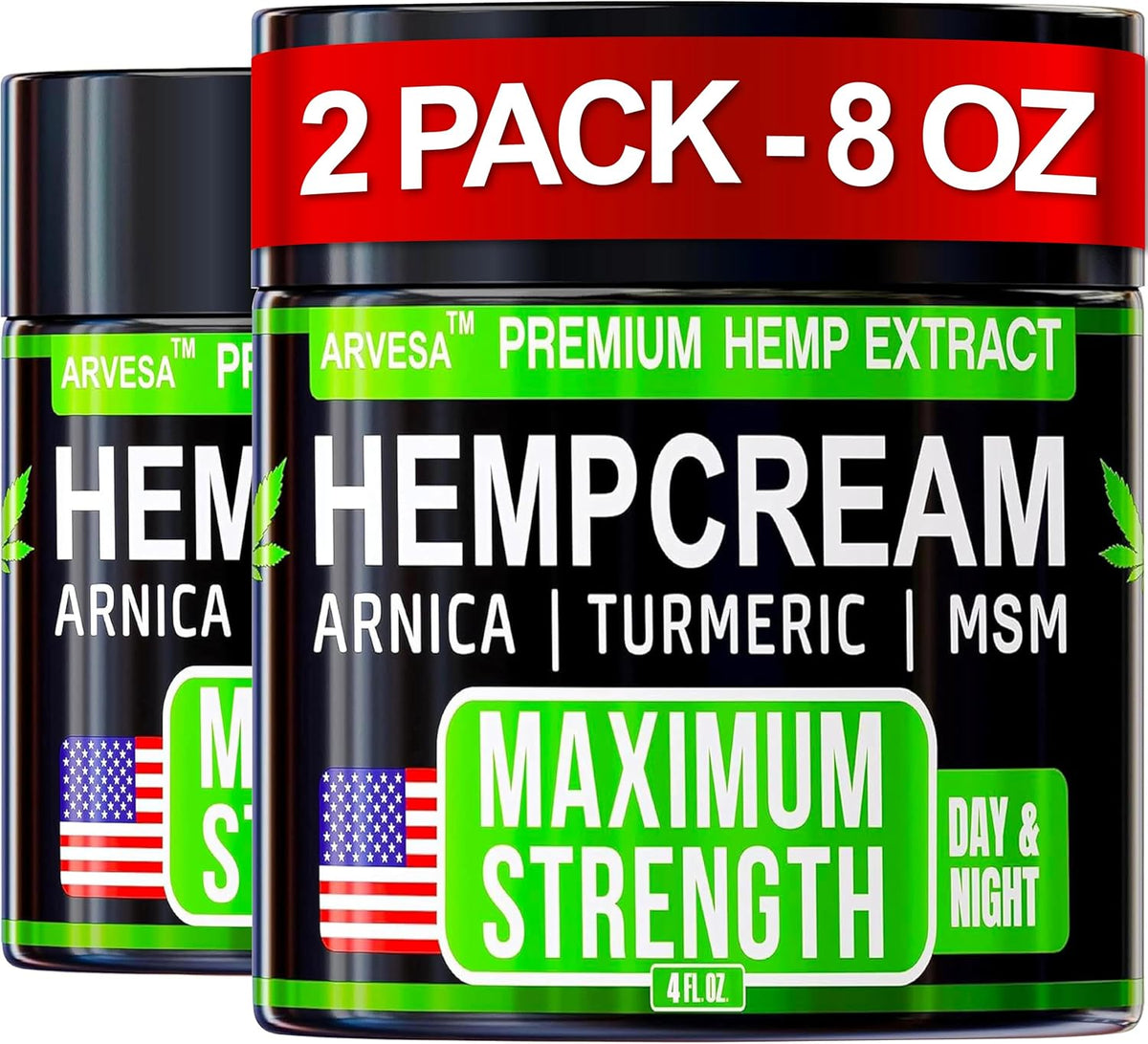 Hemp Cream Maximum Strength with Arnica, MSM, Glucosamine, Turmeric