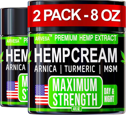 Hemp Cream Maximum Strength with Arnica, MSM, Glucosamine, Turmeric