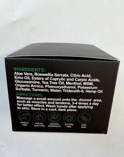 Hemp Cream Maximum Strength with Arnica, MSM, Glucosamine, Turmeric