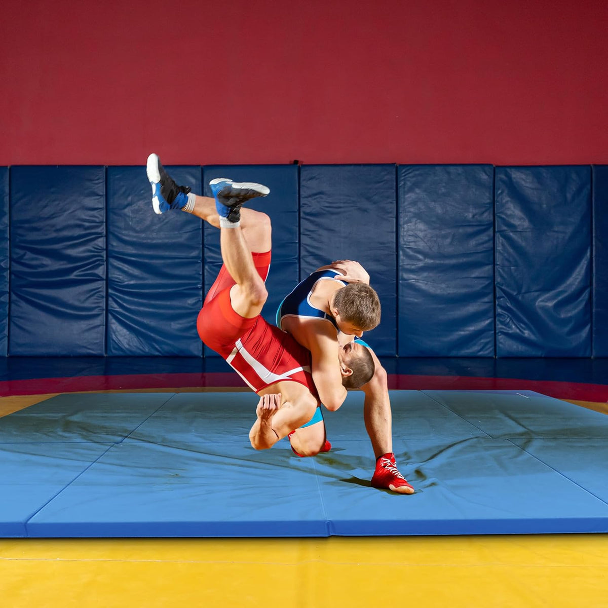 BalanceFrom 10x4 Feet 4-Panel Folding Gymnastics Mat – 2-Inch Thick Pad with Vinyl Surface and Carrying Handles for Tumbling, Yoga, Pilates, Home Workouts, and Martial Arts