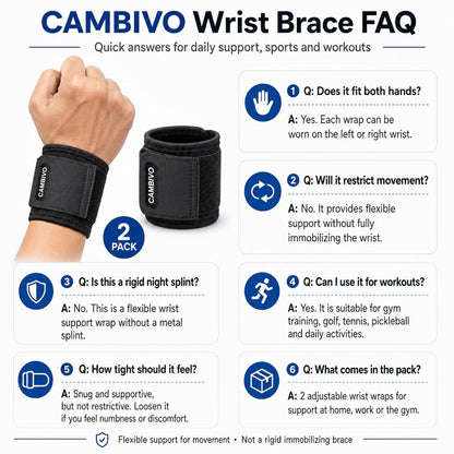 2 Pack Wrist Brace for Carpal Tunnel with wraps, Black | Wrist Support, Adjustable Wrist Wraps for Weightlifting, Tendonitis, Pain Relief, Sleeping, Night, Gym, Neoprene, Both Hands