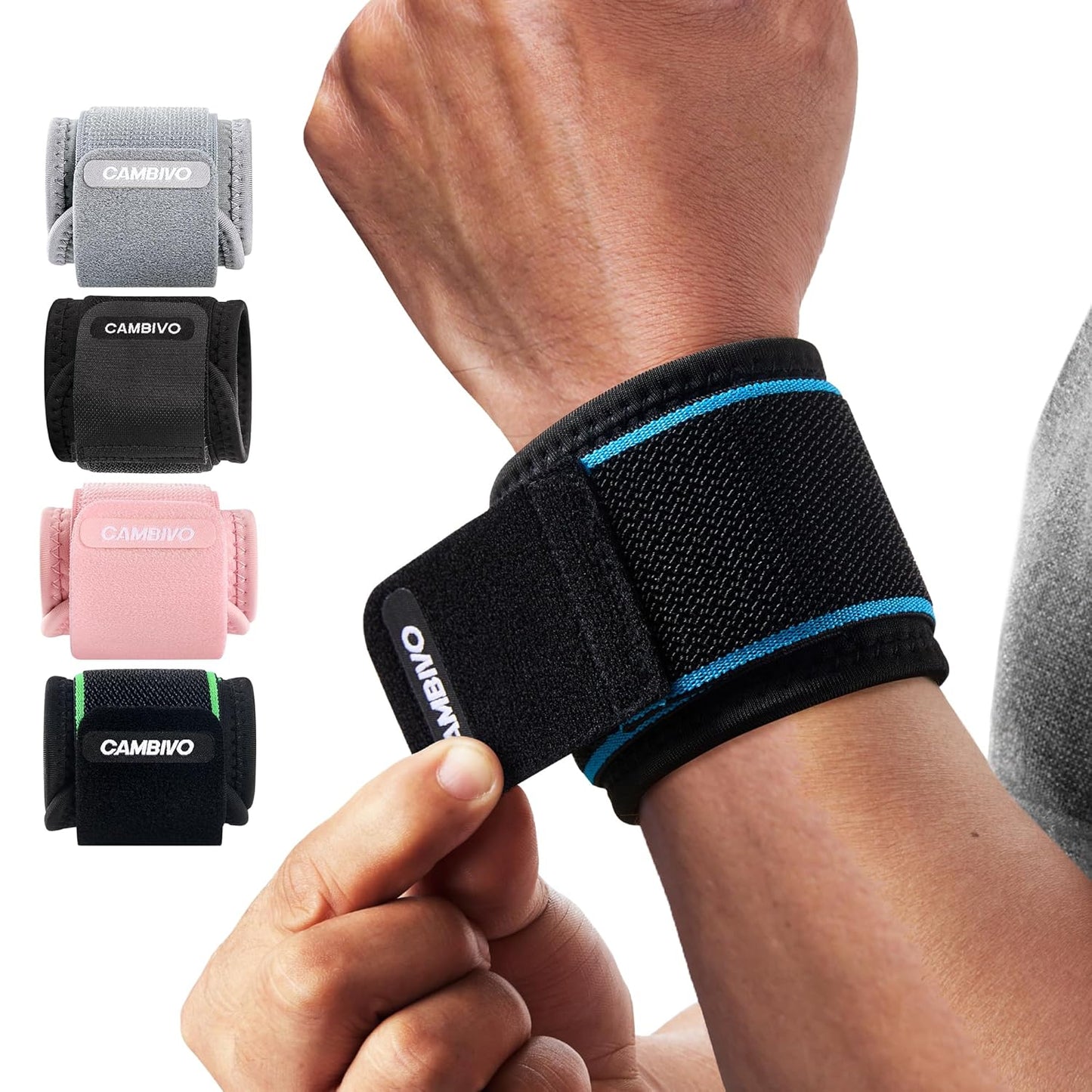 2 Pack Wrist Brace for Carpal Tunnel with wraps, Black | Wrist Support, Adjustable Wrist Wraps for Weightlifting, Tendonitis, Pain Relief, Sleeping, Night, Gym, Neoprene, Both Hands