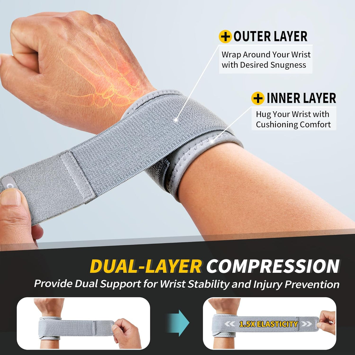 2 Pack Wrist Brace for Carpal Tunnel with wraps, Black | Wrist Support, Adjustable Wrist Wraps for Weightlifting, Tendonitis, Pain Relief, Sleeping, Night, Gym, Neoprene, Both Hands