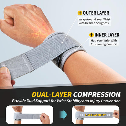 2 Pack Wrist Brace for Carpal Tunnel with wraps, Black | Wrist Support, Adjustable Wrist Wraps for Weightlifting, Tendonitis, Pain Relief, Sleeping, Night, Gym, Neoprene, Both Hands