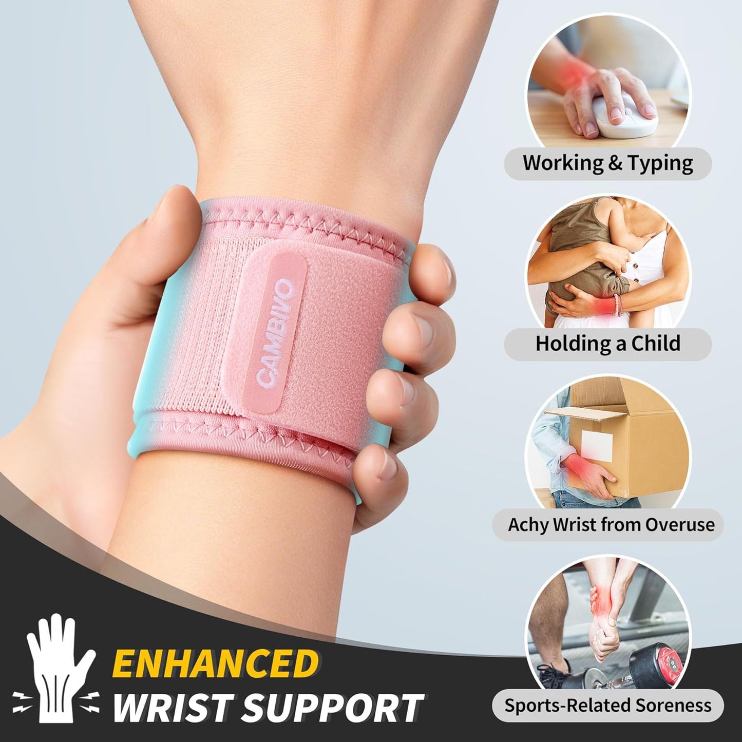 2 Pack Wrist Brace for Carpal Tunnel with wraps, Black | Wrist Support, Adjustable Wrist Wraps for Weightlifting, Tendonitis, Pain Relief, Sleeping, Night, Gym, Neoprene, Both Hands