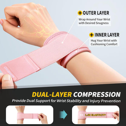 2 Pack Wrist Brace for Carpal Tunnel with wraps, Black | Wrist Support, Adjustable Wrist Wraps for Weightlifting, Tendonitis, Pain Relief, Sleeping, Night, Gym, Neoprene, Both Hands
