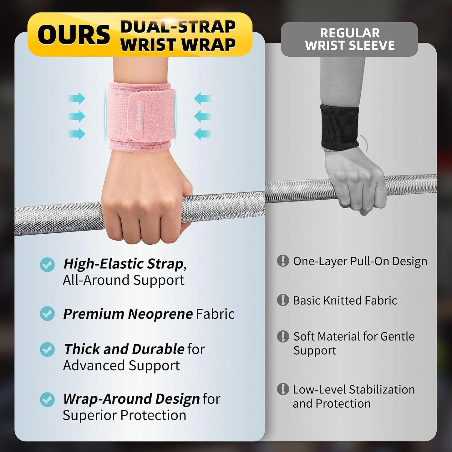 2 Pack Wrist Brace for Carpal Tunnel with wraps, Black | Wrist Support, Adjustable Wrist Wraps for Weightlifting, Tendonitis, Pain Relief, Sleeping, Night, Gym, Neoprene, Both Hands
