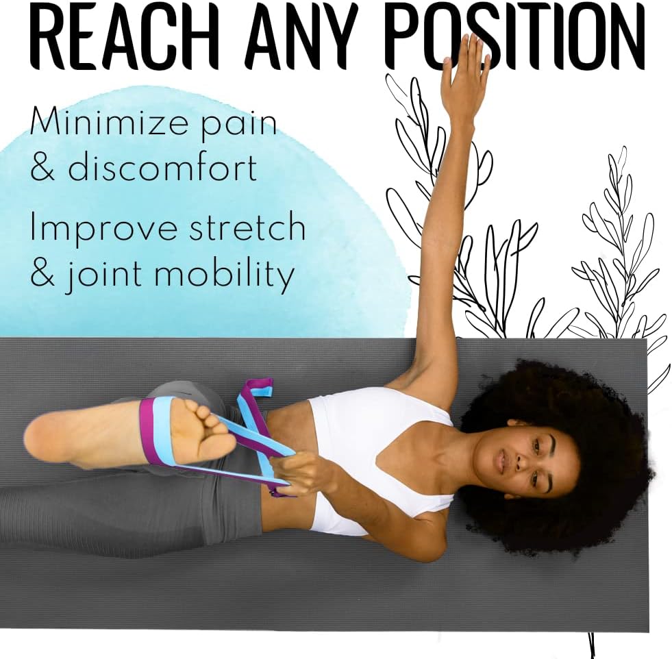2 IN 1 Yoga & Mat Strap for Stretching – Cotton – 6/8/10 ft | Adjustable Non-Slip Belt in 30+ Colors for Yoga, Pilates, Physical Therapy, Fitness, Home Workouts and Carrying Mats