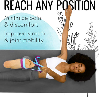 2 IN 1 Yoga & Mat Strap for Stretching – Cotton – 6/8/10 ft | Adjustable Non-Slip Belt in 30+ Colors for Yoga, Pilates, Physical Therapy, Fitness, Home Workouts and Carrying Mats