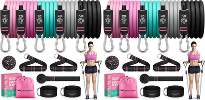 RENRANRING Resistance Bands for Working Out, 150LBS Exercise Bands, Workout Bands, Resistance Bands Set with Handles for Men Women, Legs Ankle Straps