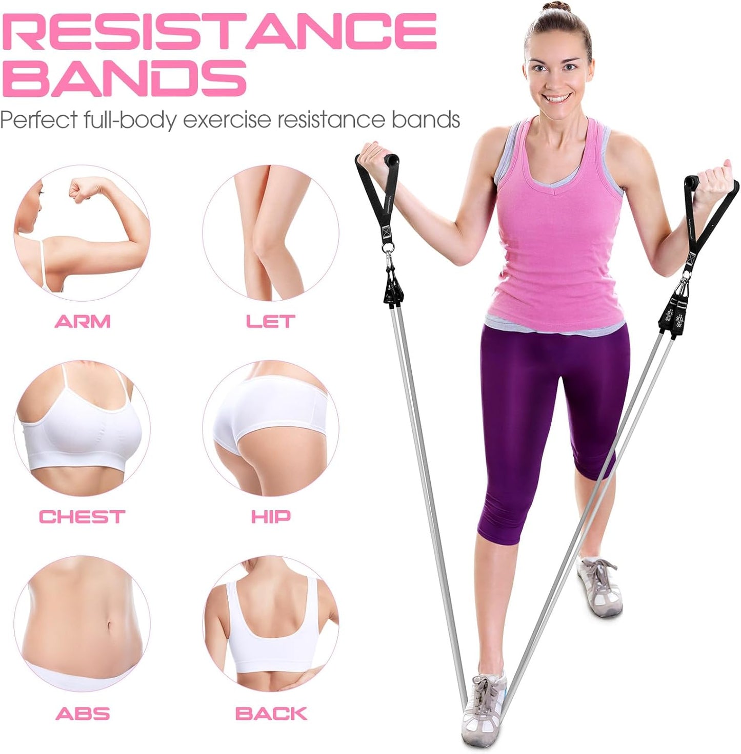 RENRANRING Resistance Bands for Working Out, 150LBS Exercise Bands, Workout Bands, Resistance Bands Set with Handles for Men Women, Legs Ankle Straps