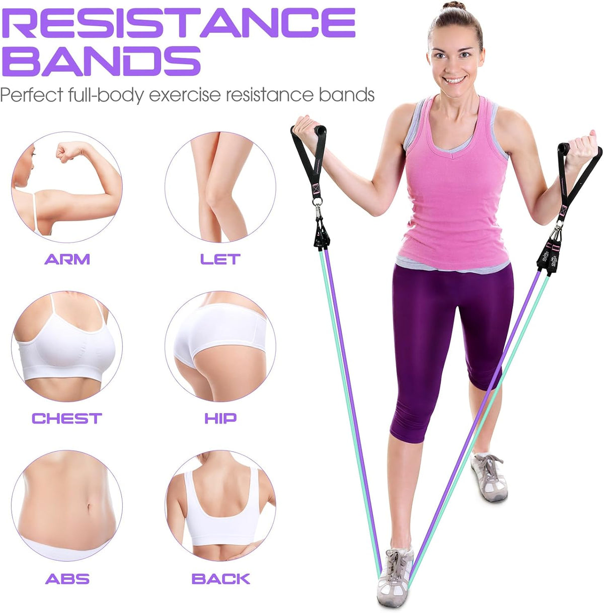 RENRANRING Resistance Bands for Working Out, 150LBS Exercise Bands, Workout Bands, Resistance Bands Set with Handles for Men Women, Legs Ankle Straps