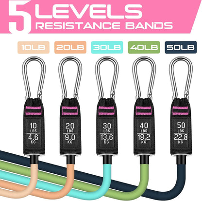 RENRANRING Resistance Bands for Working Out, 150LBS Exercise Bands, Workout Bands, Resistance Bands Set with Handles for Men Women, Legs Ankle Straps