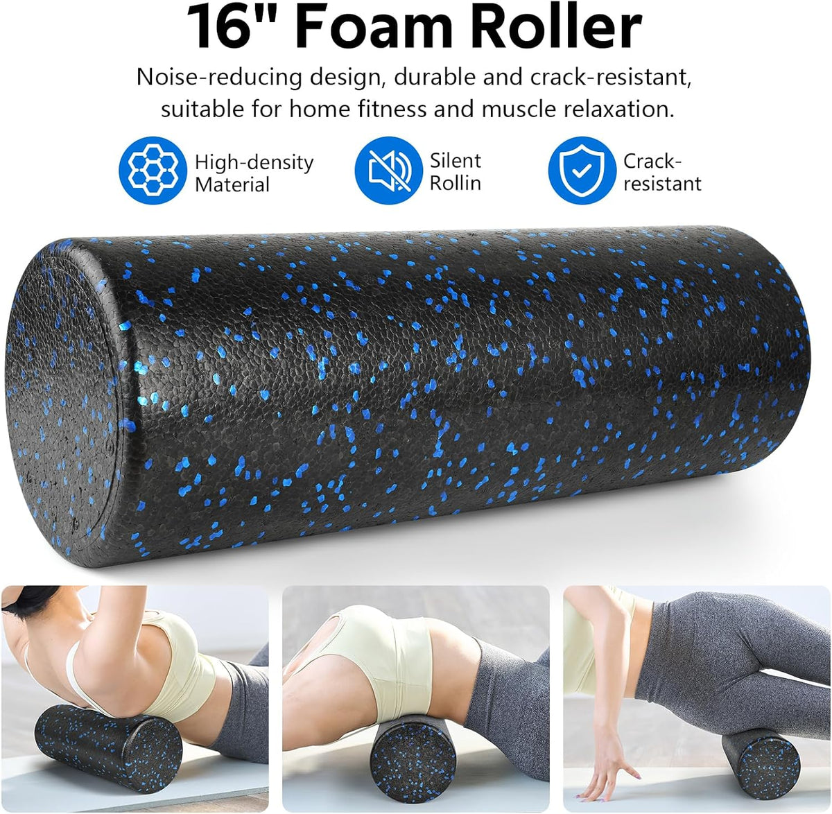 7 in1 Foam Roller Set for Deep Tissue Muscle Massager - Back Roller | Muscle Roller Stick, Resistance Bands, Foot Massage Ball, Stretching Strap for Exercise, Whole Body Physical Therapy