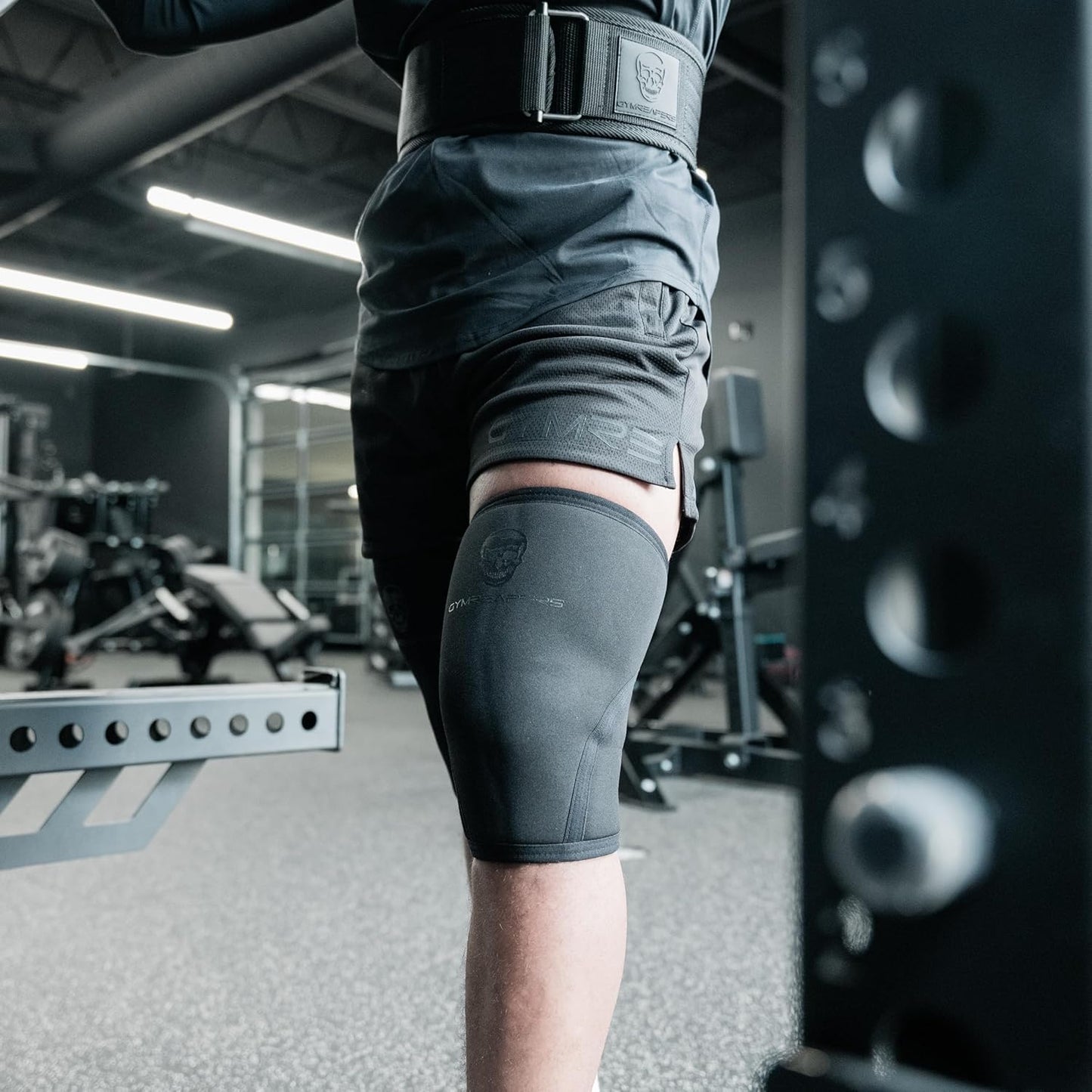 Knee Sleeves (1 Pair) with Gym Bag - IPF Approved - Support Compression Brace for Squats, Fitness, Weightlifting, Cross Training, Powerlifting - 7MM Neoprene Sleeves - For Men & Women (Black/Black, Large)