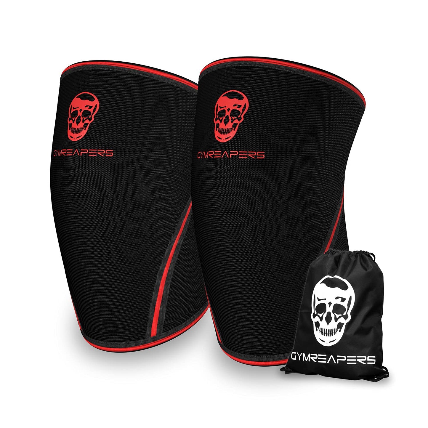 Knee Sleeves (1 Pair) with Gym Bag - IPF Approved - Support Compression Brace for Squats, Fitness, Weightlifting, Cross Training, Powerlifting - 7MM Neoprene Sleeves - For Men & Women (Black/Black, Large)