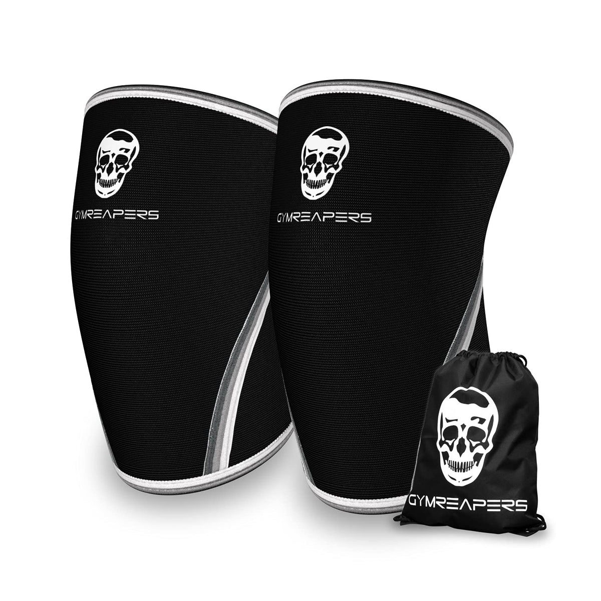 Knee Sleeves (1 Pair) with Gym Bag - IPF Approved - Support Compression Brace for Squats, Fitness, Weightlifting, Cross Training, Powerlifting - 7MM Neoprene Sleeves - For Men & Women (Black/Black, Large)