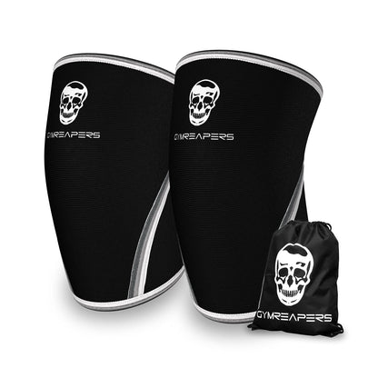 Knee Sleeves (1 Pair) with Gym Bag - IPF Approved - Support Compression Brace for Squats, Fitness, Weightlifting, Cross Training, Powerlifting - 7MM Neoprene Sleeves - For Men & Women (Black/Black, Large)