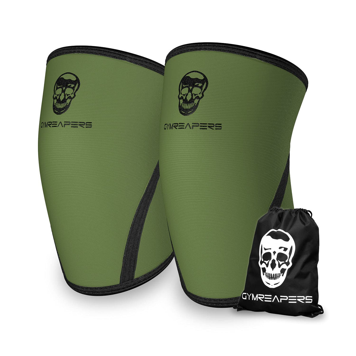 Knee Sleeves (1 Pair) with Gym Bag - IPF Approved - Support Compression Brace for Squats, Fitness, Weightlifting, Cross Training, Powerlifting - 7MM Neoprene Sleeves - For Men & Women (Black/Black, Large)