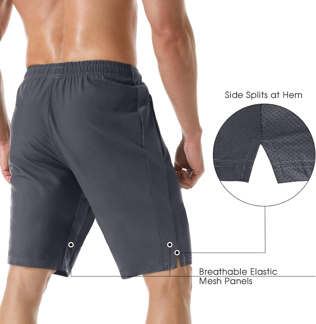 Men's 7" Athletic Running Shorts Lightweight Quick Dry Gym Workout Shorts with Zipper Pockets