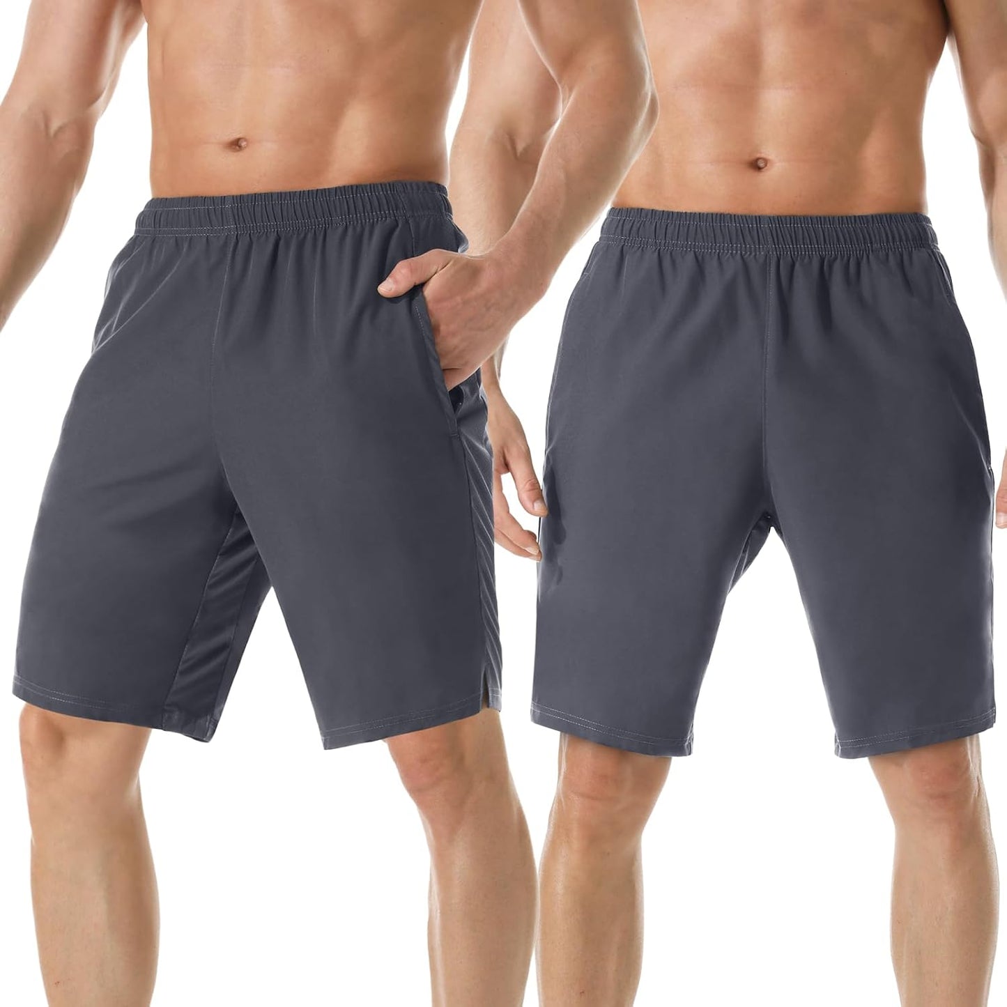 Men's 7" Athletic Running Shorts Lightweight Quick Dry Gym Workout Shorts with Zipper Pockets