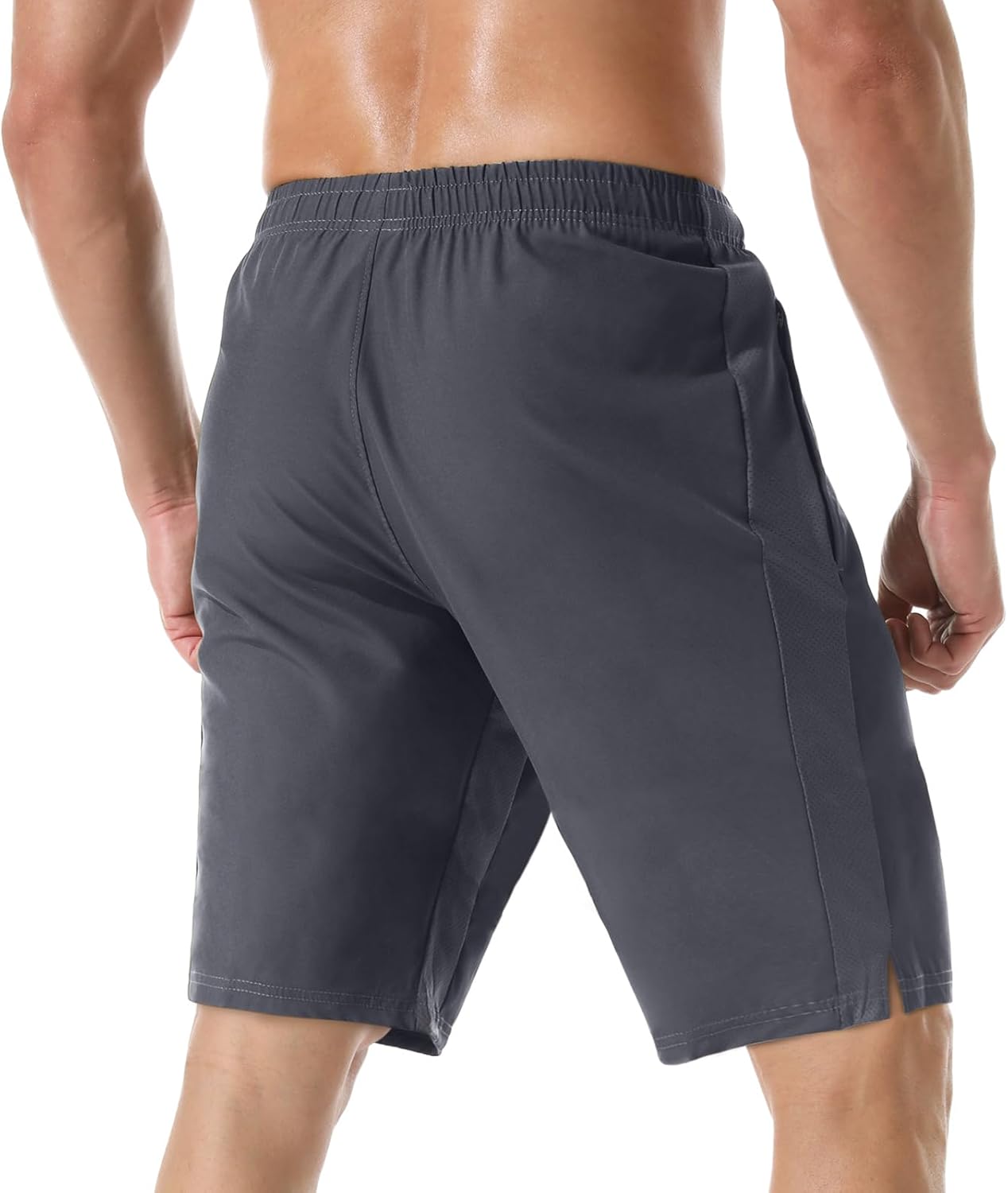 Men's 7" Athletic Running Shorts Lightweight Quick Dry Gym Workout Shorts with Zipper Pockets