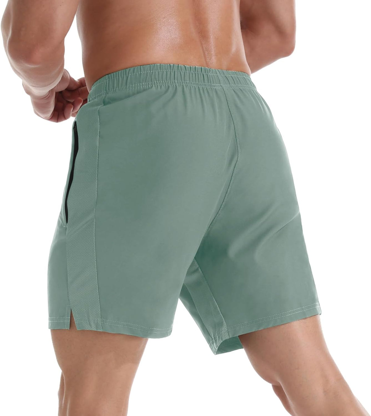 Men's 7" Athletic Running Shorts Lightweight Quick Dry Gym Workout Shorts with Zipper Pockets