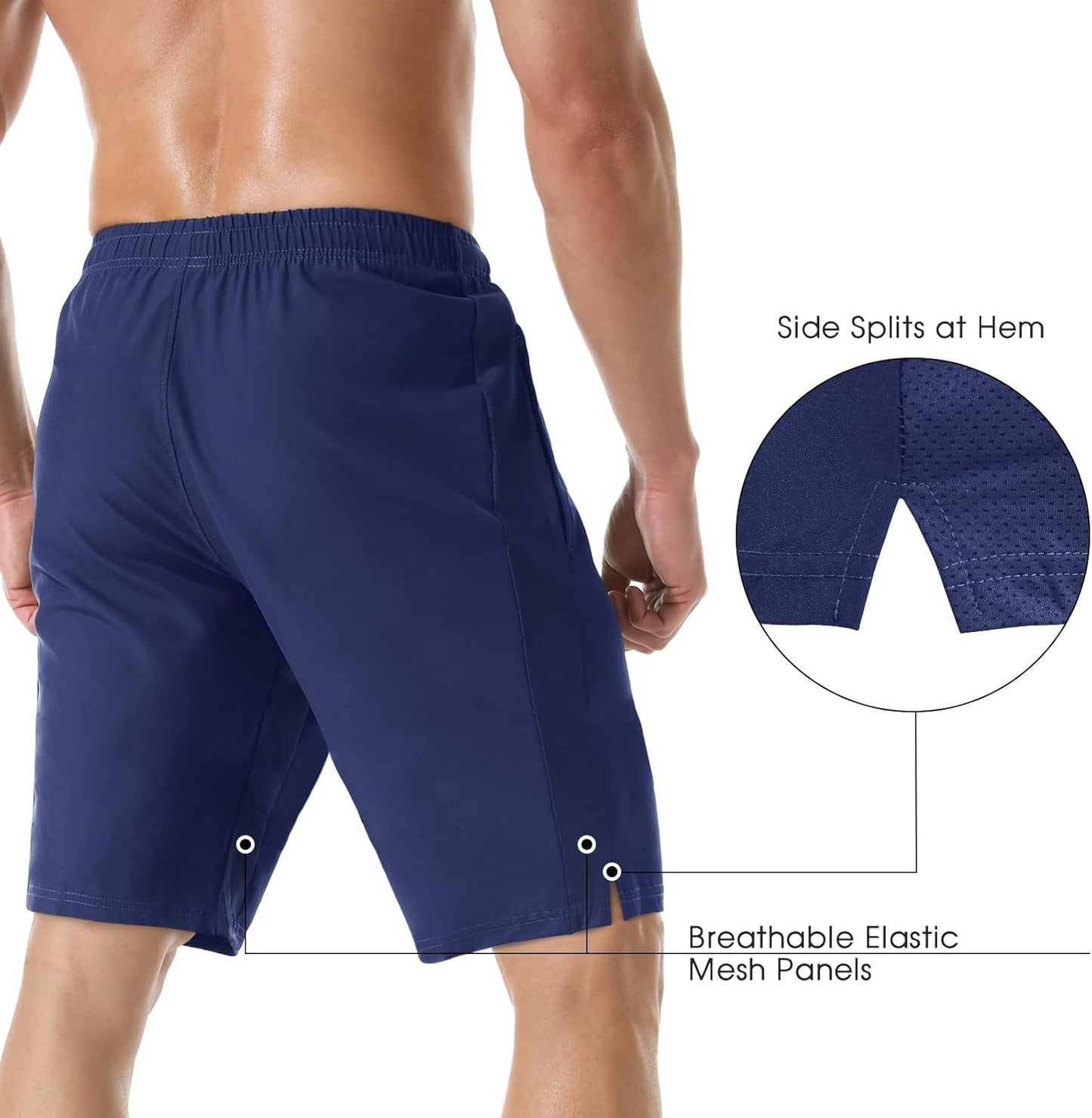 Men's 7" Athletic Running Shorts Lightweight Quick Dry Gym Workout Shorts with Zipper Pockets