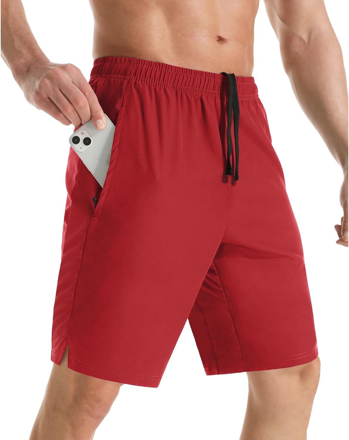 Men's 7" Athletic Running Shorts Lightweight Quick Dry Gym Workout Shorts with Zipper Pockets