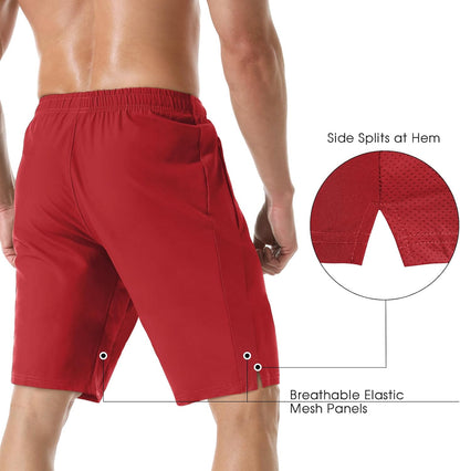 Men's 7" Athletic Running Shorts Lightweight Quick Dry Gym Workout Shorts with Zipper Pockets