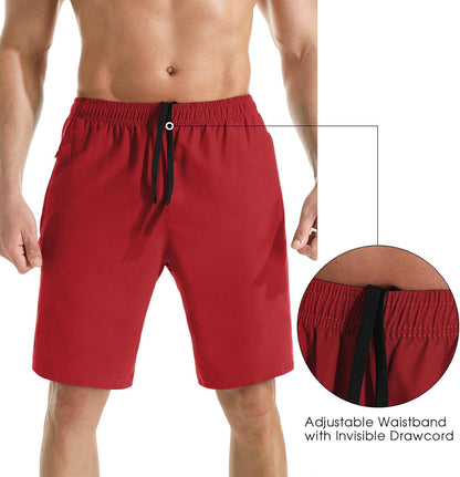 Men's 7" Athletic Running Shorts Lightweight Quick Dry Gym Workout Shorts with Zipper Pockets