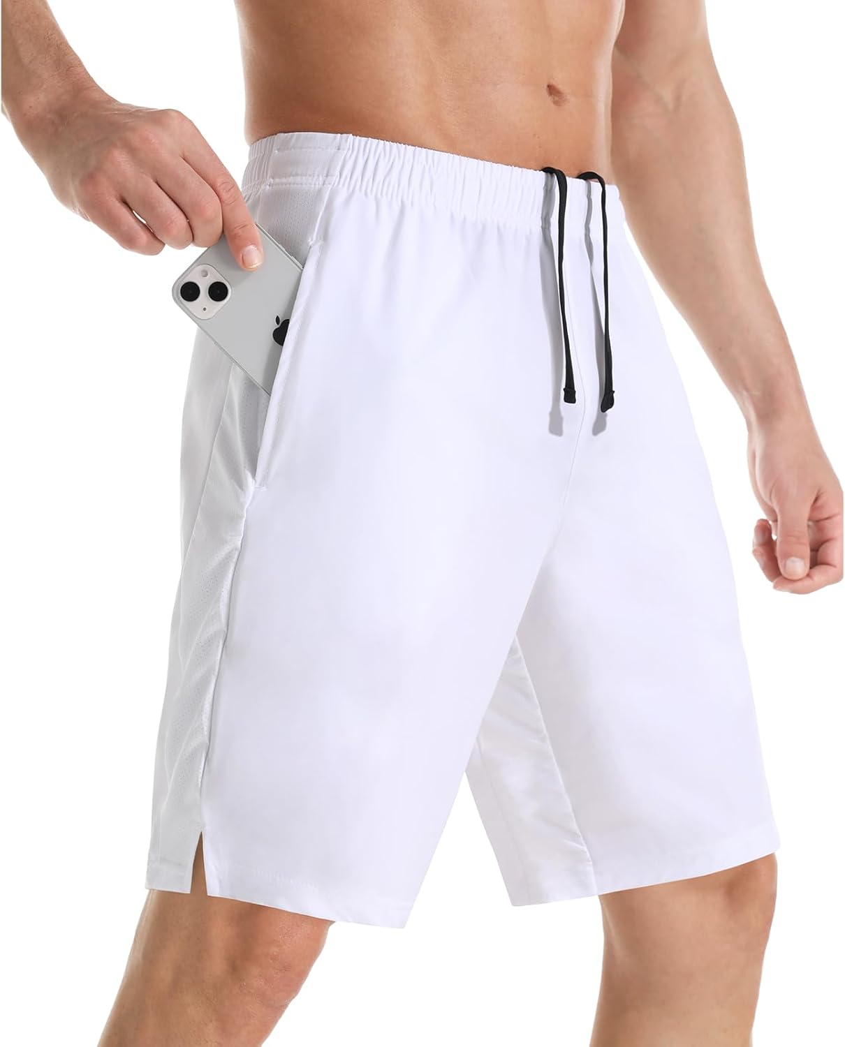 Men's 7" Athletic Running Shorts Lightweight Quick Dry Gym Workout Shorts with Zipper Pockets