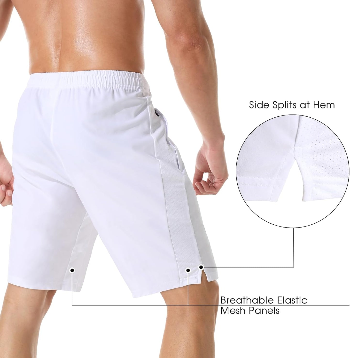 Men's 7" Athletic Running Shorts Lightweight Quick Dry Gym Workout Shorts with Zipper Pockets
