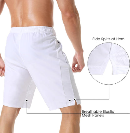 Men's 7" Athletic Running Shorts Lightweight Quick Dry Gym Workout Shorts with Zipper Pockets