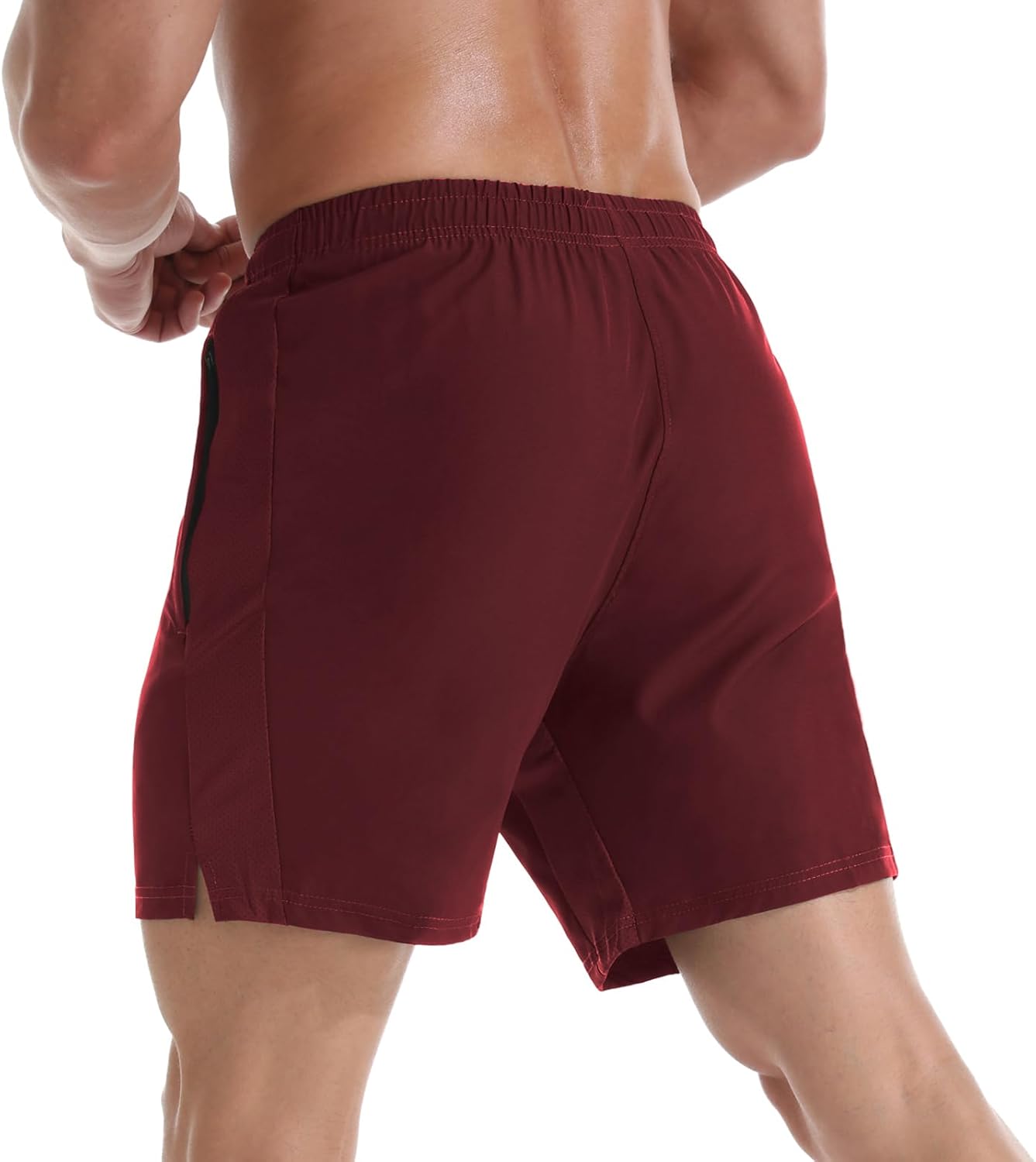 Men's 7" Athletic Running Shorts Lightweight Quick Dry Gym Workout Shorts with Zipper Pockets