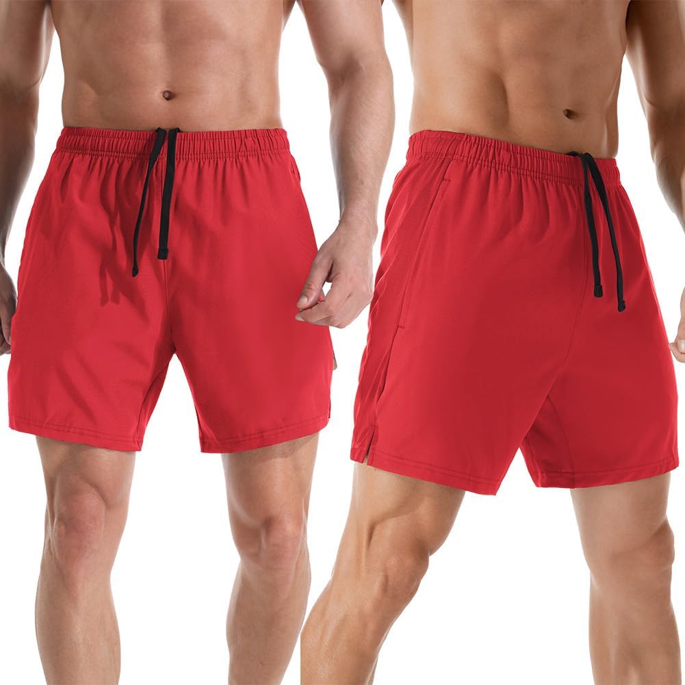 Men's 7" Athletic Running Shorts Lightweight Quick Dry Gym Workout Shorts with Zipper Pockets